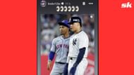 Francisco Lindor showing his excitement about the fact that Juan Soto had signed with the Mets